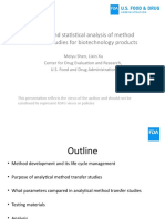 Design and Statistical Analysis of Method Transfer Studies For Biotechnology Products