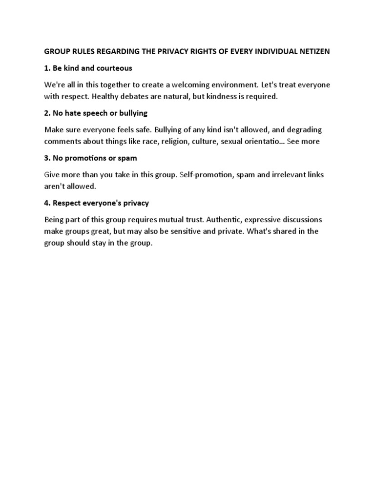FB Group Rules and Policies | PDF