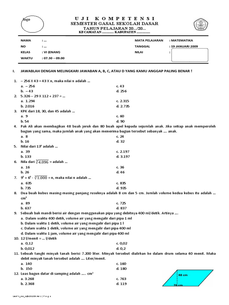 Menguasai Ujian Akhir Semester (UAS) Matematika Kelas 6 KTSP Semester 1: Panduan Lengkap Unduh Soal dan Strategi Belajar Efektif Menguasai Ujian Akhir Semester (UAS) Matematika Kelas 6 KTSP Semester 1: Panduan Lengkap Unduh Soal dan Strategi Belajar Efektif