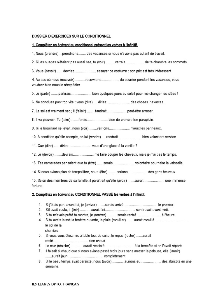 Exercices sur le Conditionnel | PDF | Arts du langage et discipline
