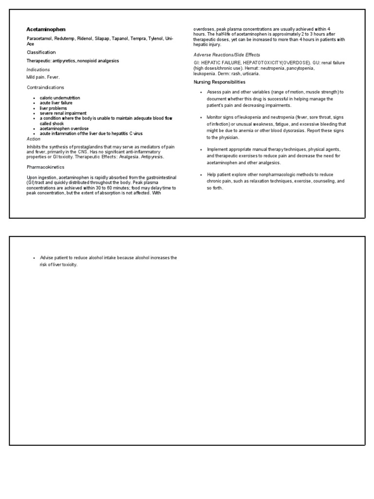 Acetaminophen Classification PDF Nonsteroidal Anti Inflammatory
