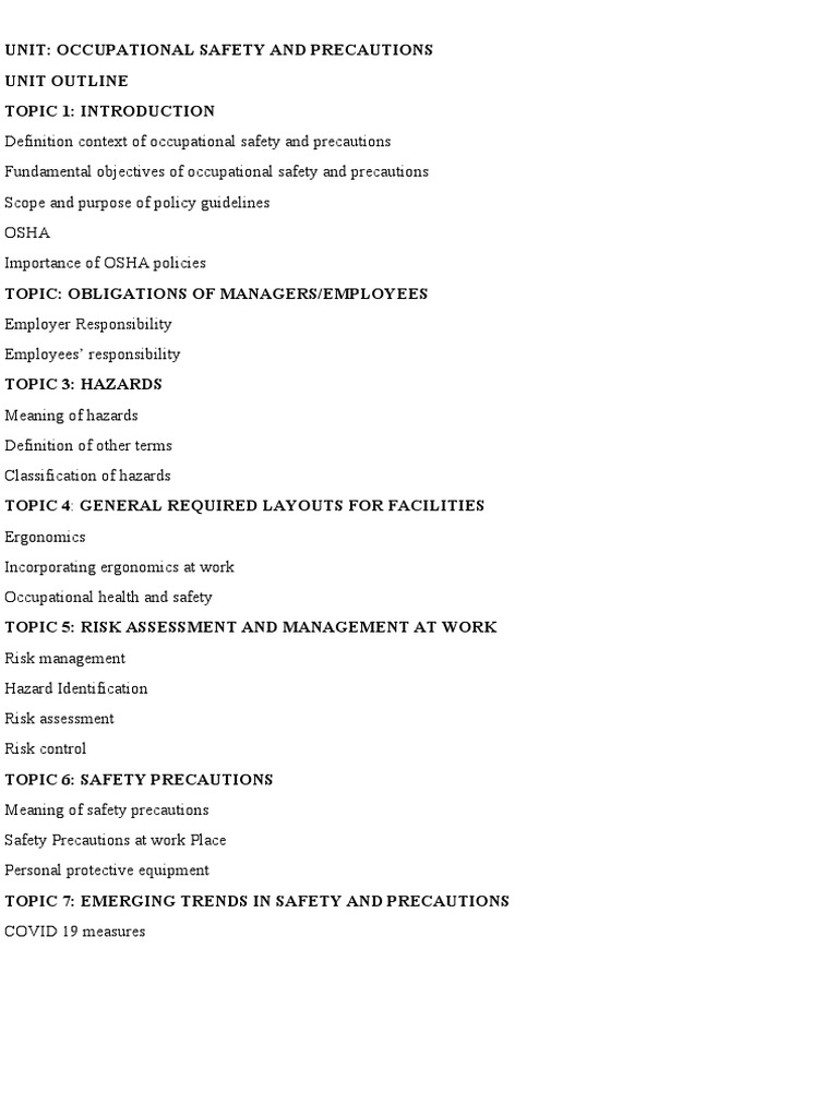 Occupational Safety and Health Overview | PDF | Occupational Safety And ...