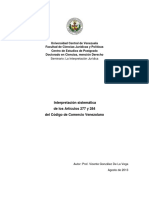 Interpretación Sistemática de Los Artículos 277 y 284 Del Código de Comercio Venezolano
