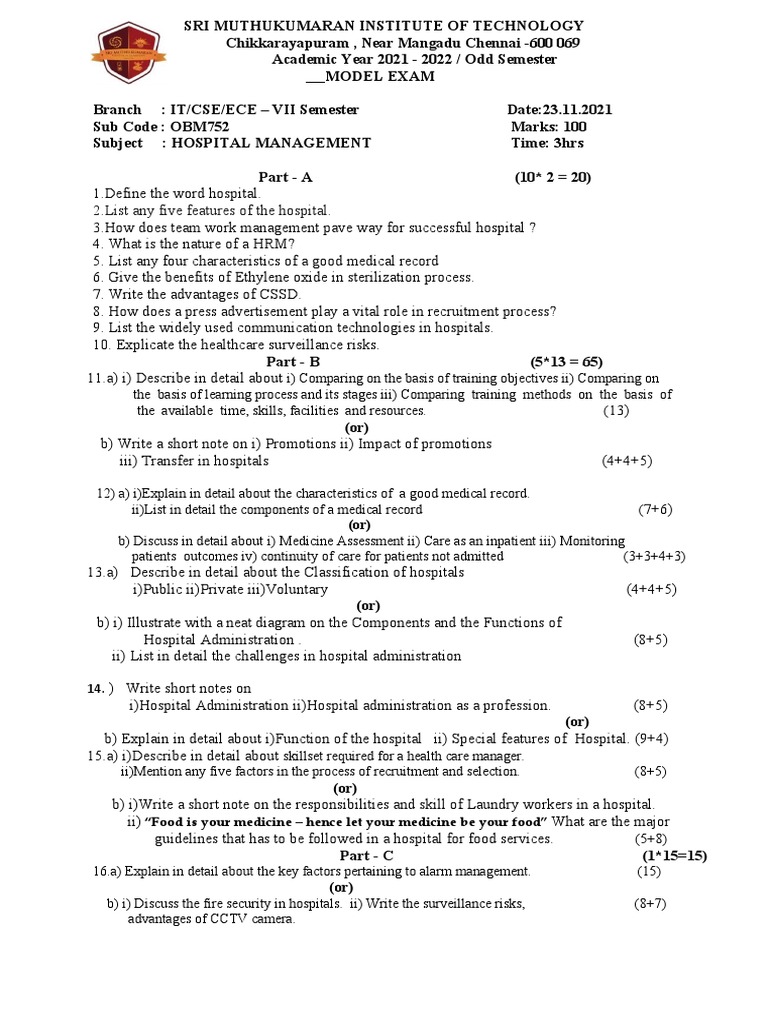HM Model QP PDF Health Care Hospital