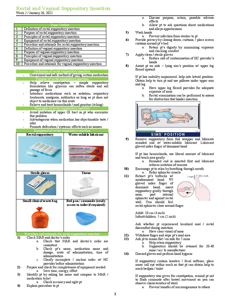 Suppository Insertion Techniques Guide | PDF | Rectum | Vagina