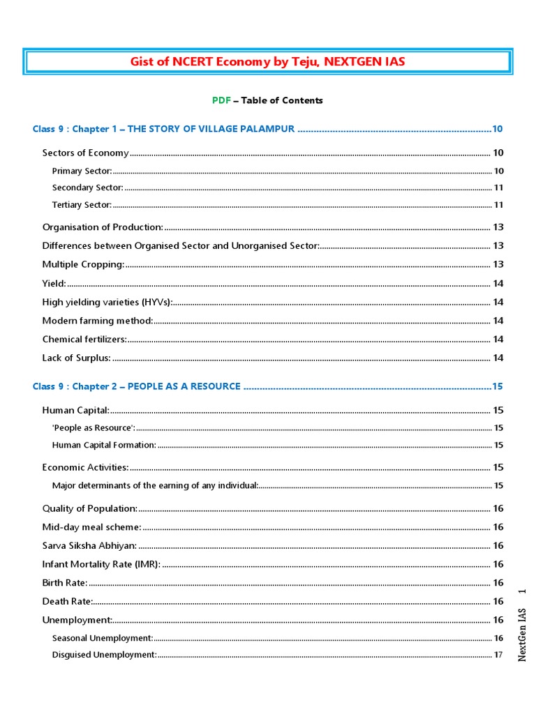 NCERT Economy Summary for Class 9 | PDF | Gross Domestic Product ...
