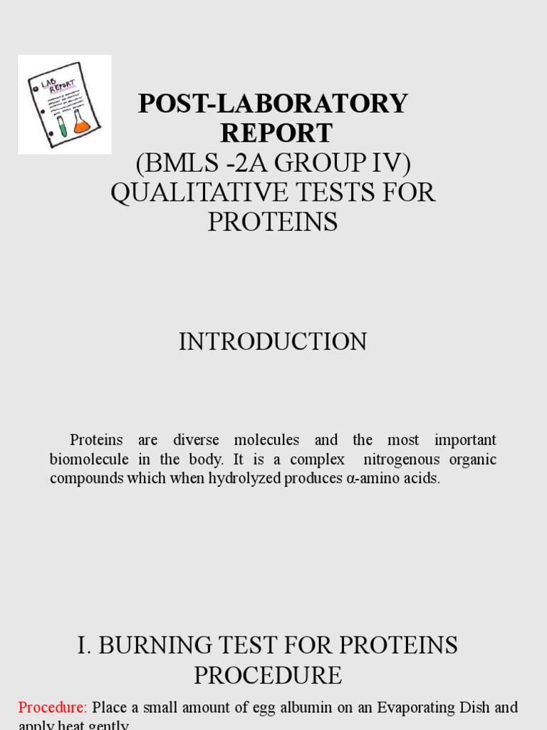 Laboratory Report in Proteins PDF Denaturation (Biochemistry