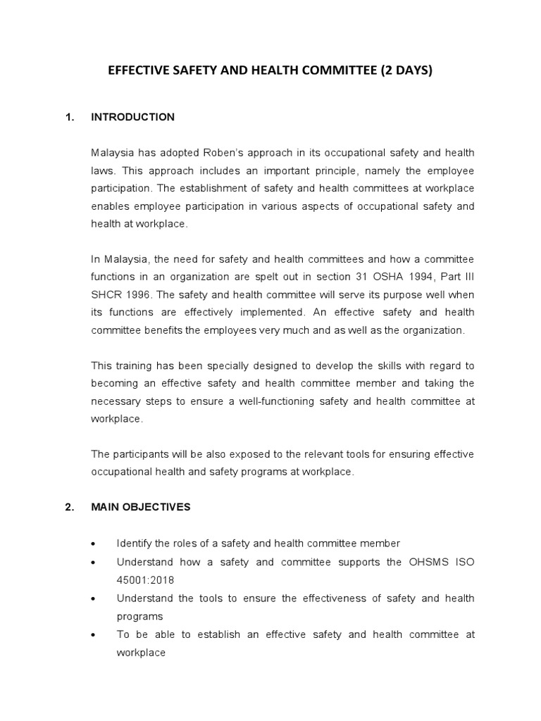 Effective Safety and Health Committee Training | PDF | Occupational ...
