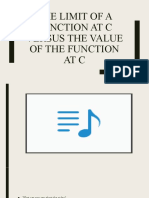 The Limit of A Function at C Versus The Value of The