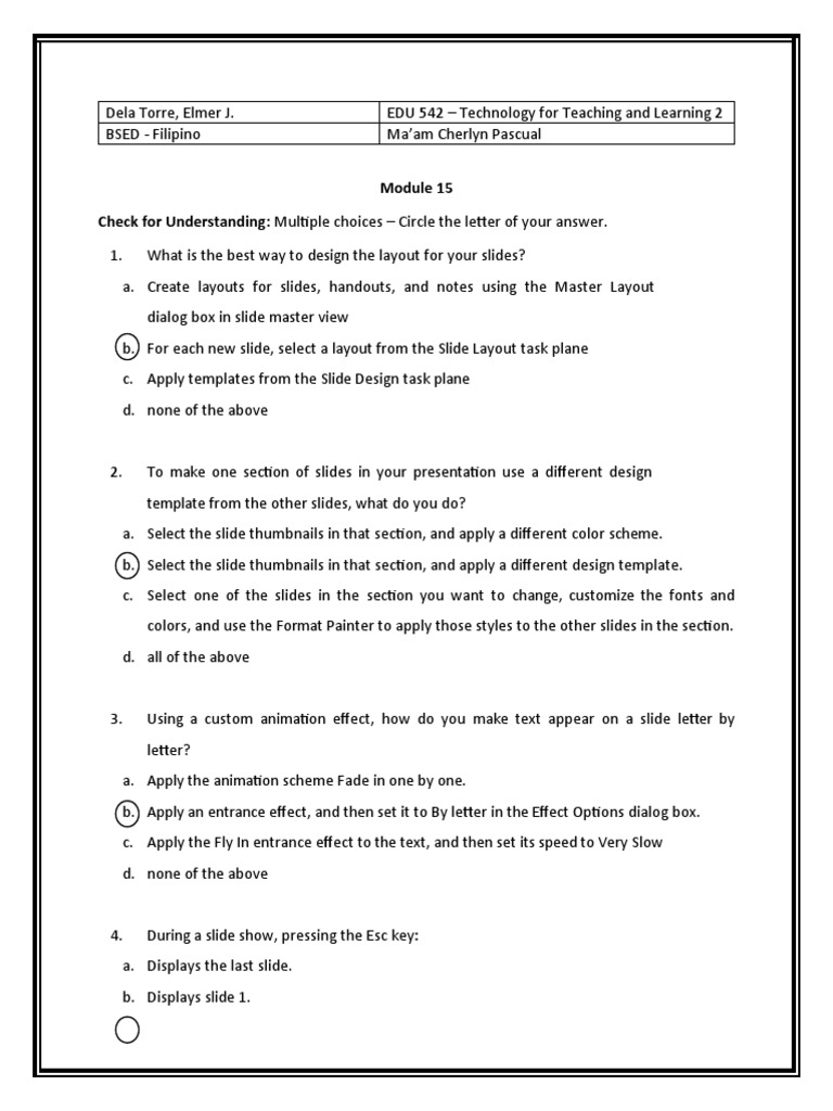 EDU 542 Module 15 Elmer J. Dela Torre PDF Microsoft Excel