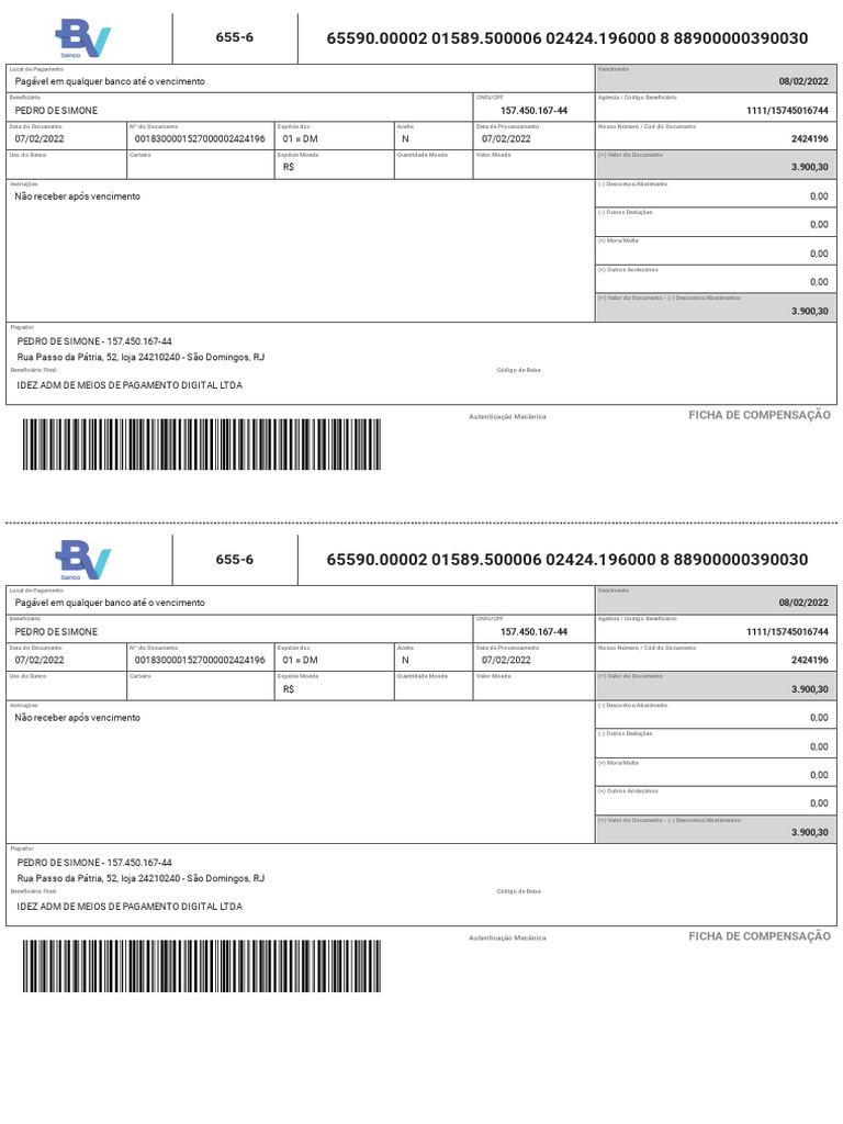 Ficha de Compensação: Autenticação Mecânica | PDF | Dinheiro | Bancos