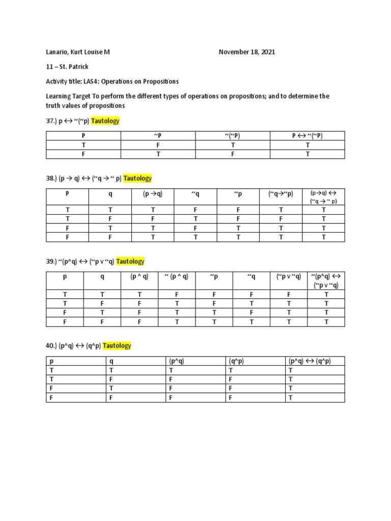 Propositional Logic Operations Guide | PDF | Epistemology | Internalism ...