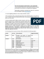 Pre - Licensing Test For Insurance Surveyors & Loss Assessors