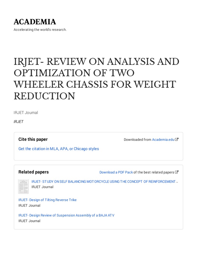 IRJET V7I9217withcoverpagev2 For Chassis Weight Reduction PDF