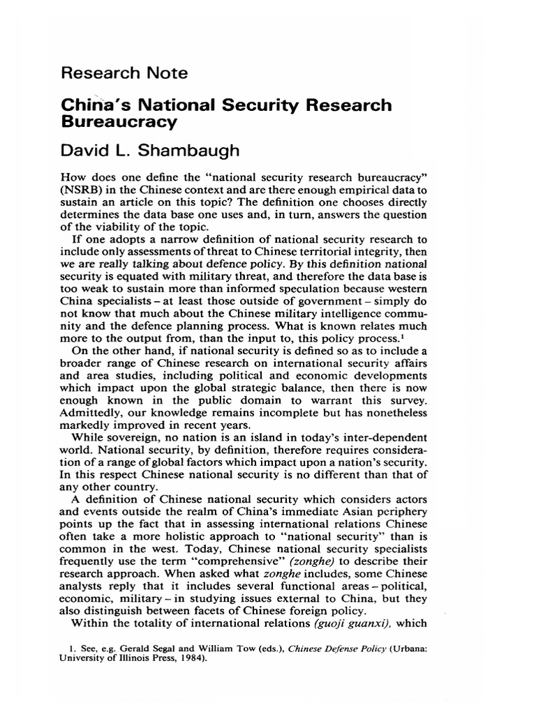 China's National Security Research Overview | PDF | National Security ...
