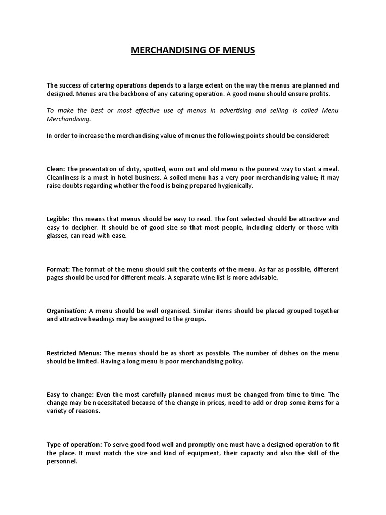 Understanding Market Menus in Catering | PDF | Menu | Market (Economics)