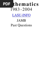 JAMB Mathematics Past Questions 1983 - 2004