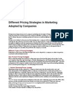 Different Pricing Strategies in Marketing Adopted by Companies