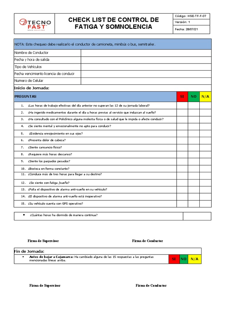 Control de Fatiga y Somnolencia para Conductores | PDF