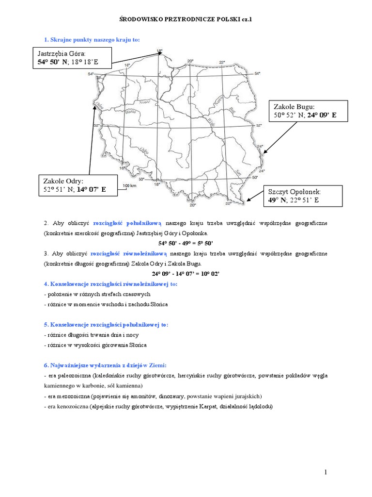 Sprawdzian Z Geografii Przeglad Regionow Geograficznych Czesc 1