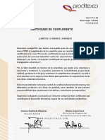 Certificado Prendas Protección de Vide marca Firex