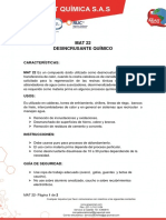 MAT 22 DESINCRUSTANTE QUÍMICO PARA REMOCIÓN DE INCRUSTACIONES