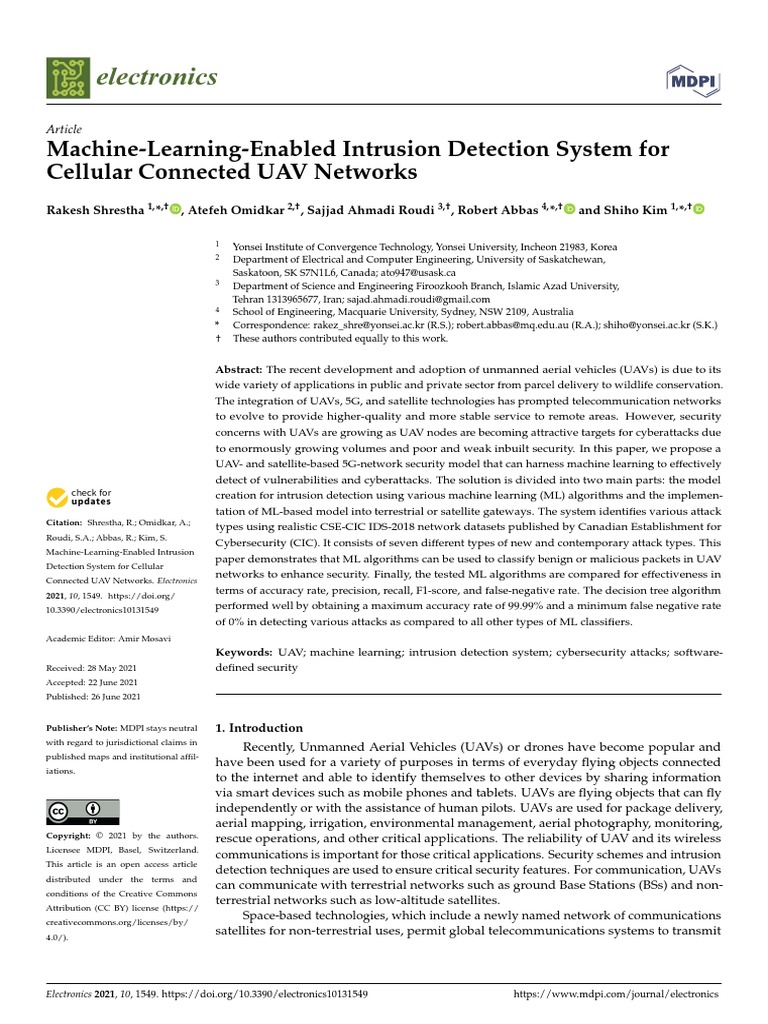 Electronics 10 01549 v2 | PDF | Machine Learning | Computer Network