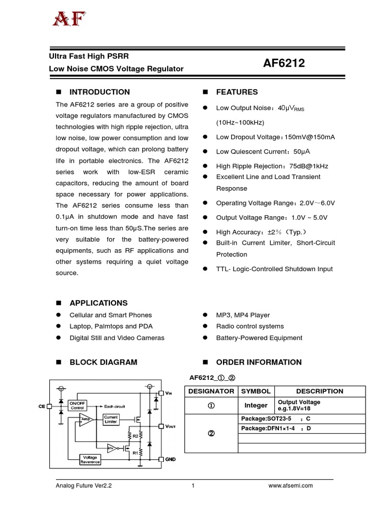 Introduction Features: Ultra Fast High PSRR Low Noise CMOS Voltage ...