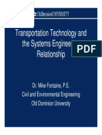 Transportation Technology and the Systems Engineering Relationship