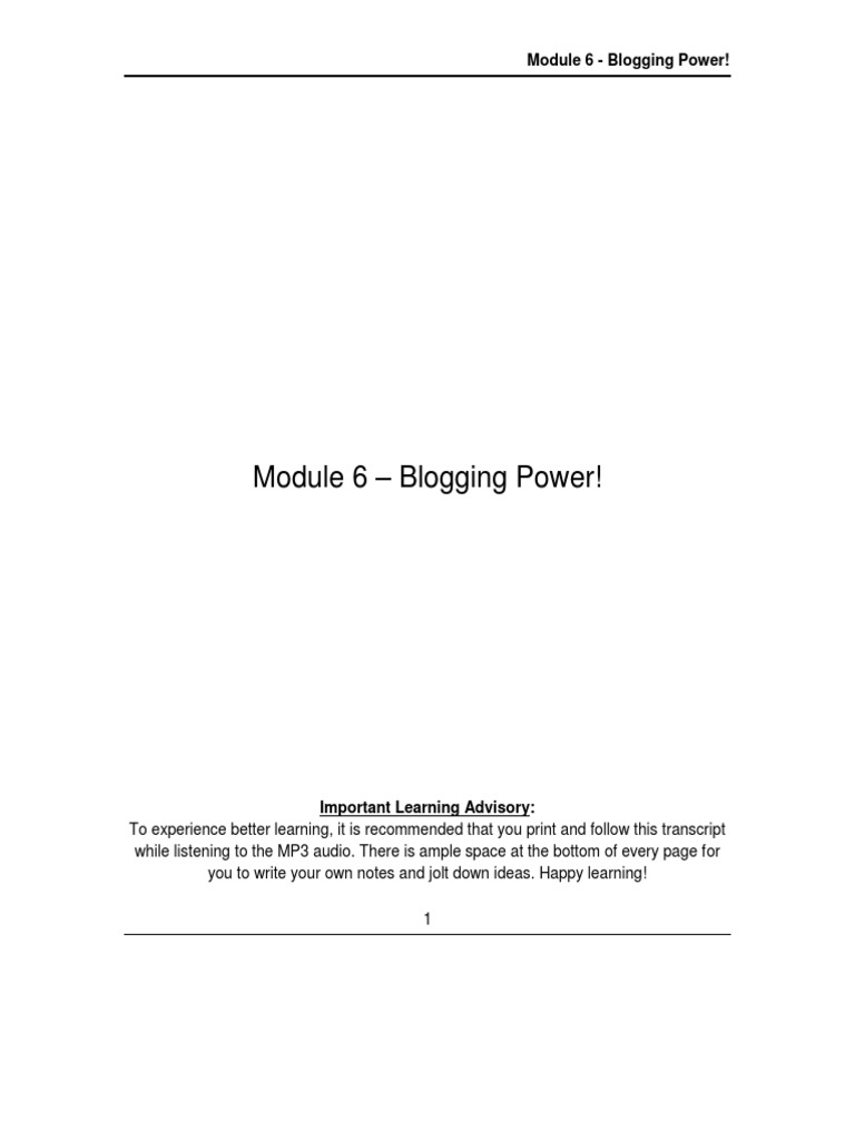 Module 6 - Blogging Power! | PDF | Blog | Word Press