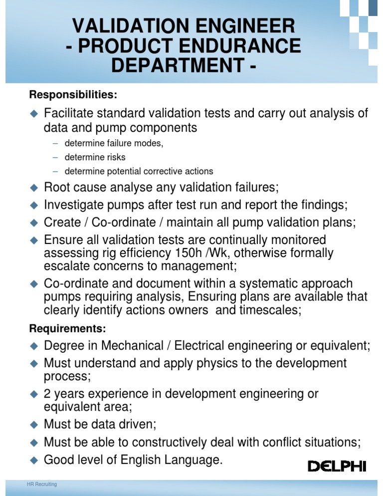 Validation Engineer Job Overview | PDF