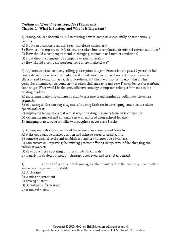 Chapter 1 What Is Strategy and Why Is It Important? | PDF | Competitive ...
