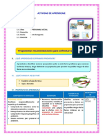 DIA 4 SESION DE APRENDIZAJE Proponemos Recomendaciones para Enfrentar Las Lluvias Intensas