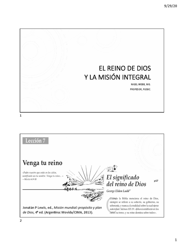 El Reino de Dios y la Misión Integral | PDF | Jesús | Reinado y reino ...