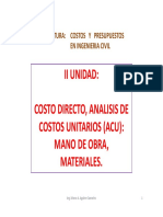 S 06-Costos-Costo Directo, ACU, Aporte Unitario de Materiales