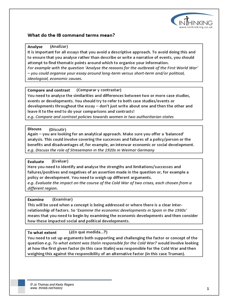 What Do The Ib Command Terms Mean SP PDF Essays Cold War