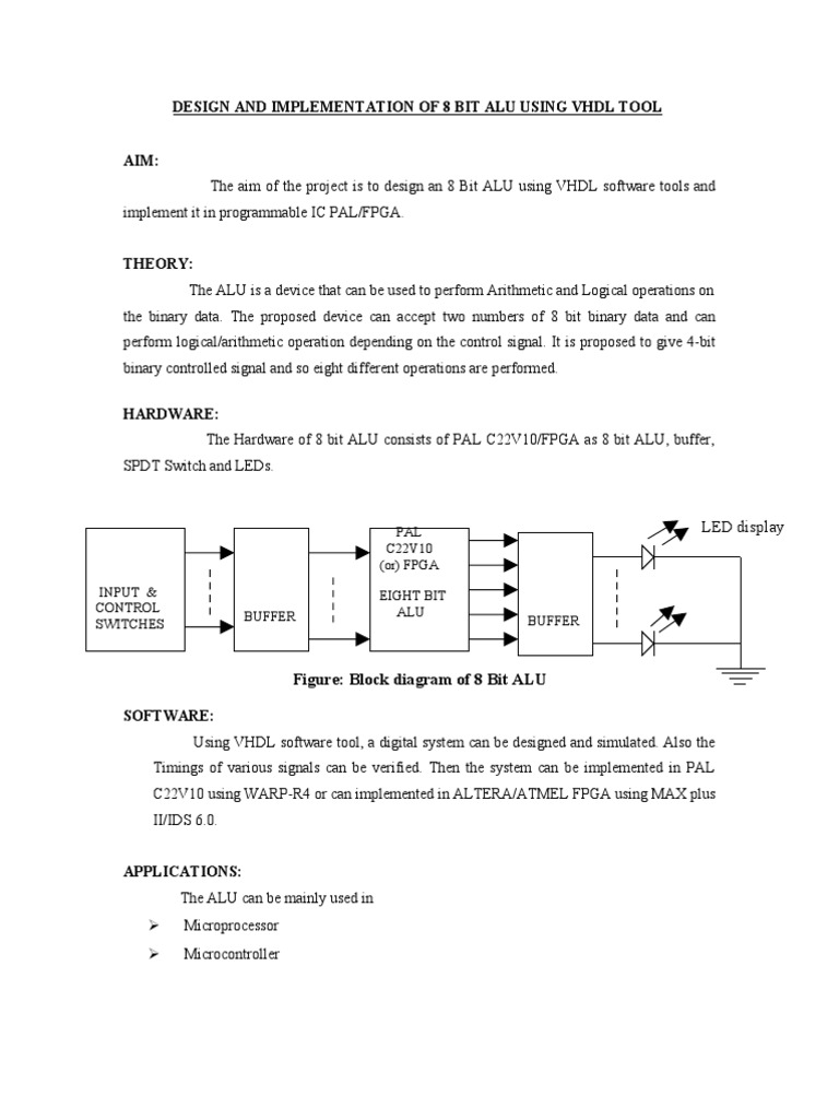 8-Bit ALU Design with VHDL | PDF | Field Programmable Gate Array | Vhdl