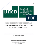 Algunos Efectos de Las Reformas Electorales Autonomicas