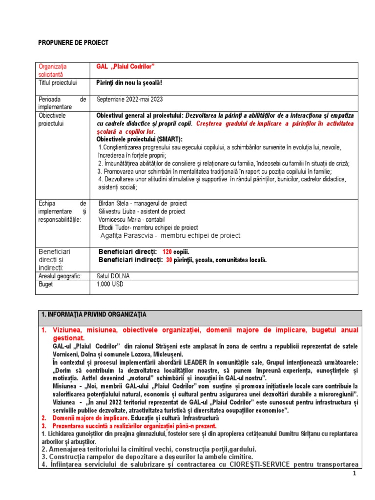 Formular - Proiecte 2022 | PDF