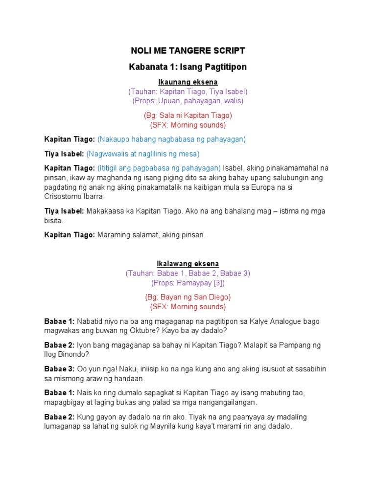 NOLI ME TANGERE SCRIPT Shorthened | PDF