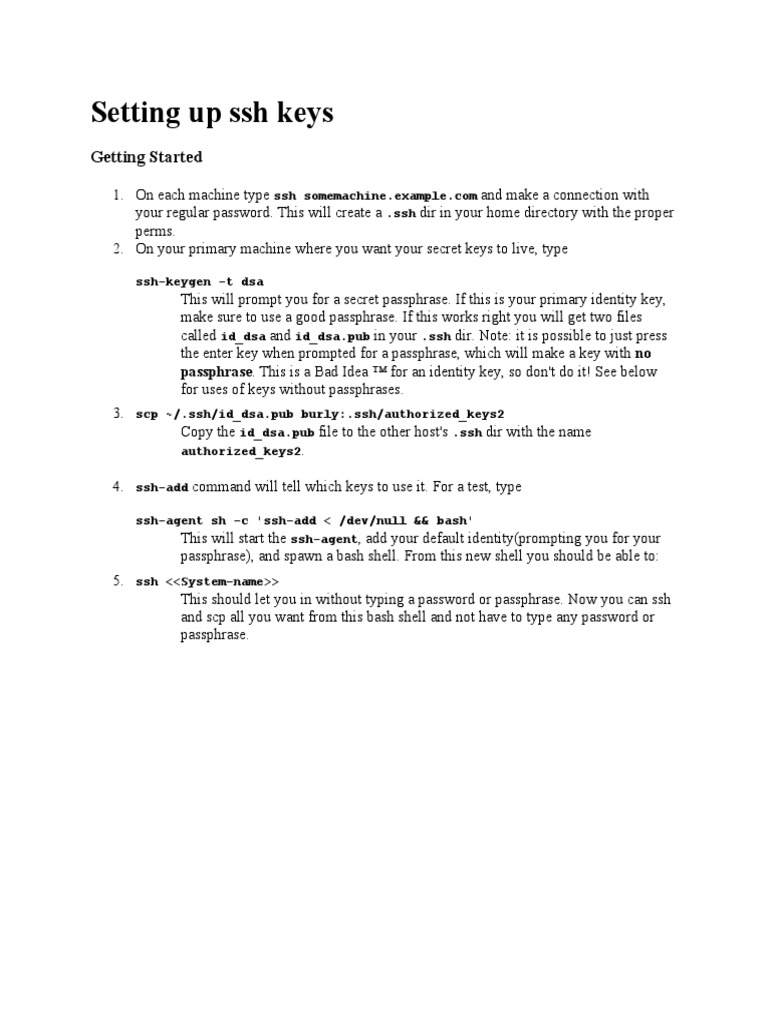 Setting Up SSH Keys Guide | PDF