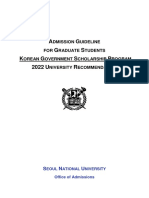 2022 Application Guideline For KGSP-SNU Graduate (Univ - Recommendation)