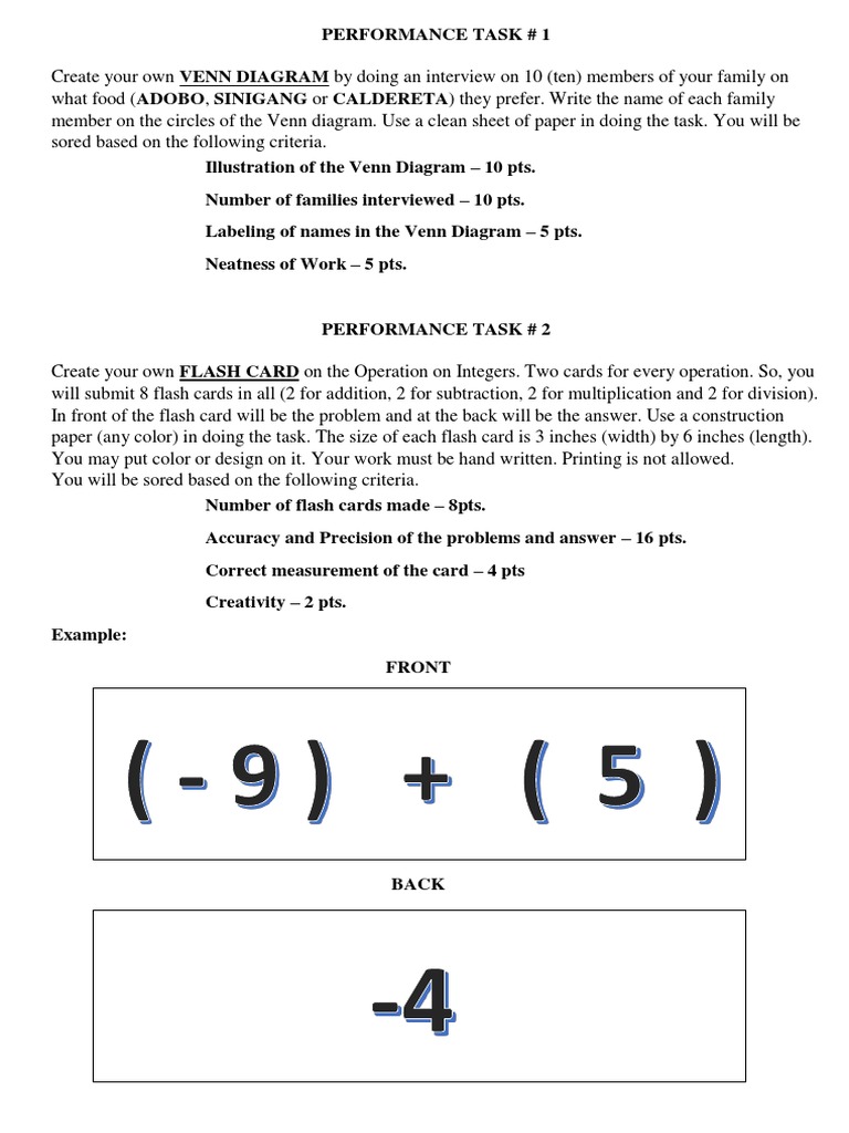 Performance Task | PDF