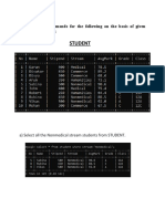 SQL commands to retrieve student data from database