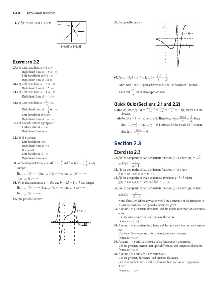 Exercises 2.2: Additional Answers | PDF | Derivative | Slope