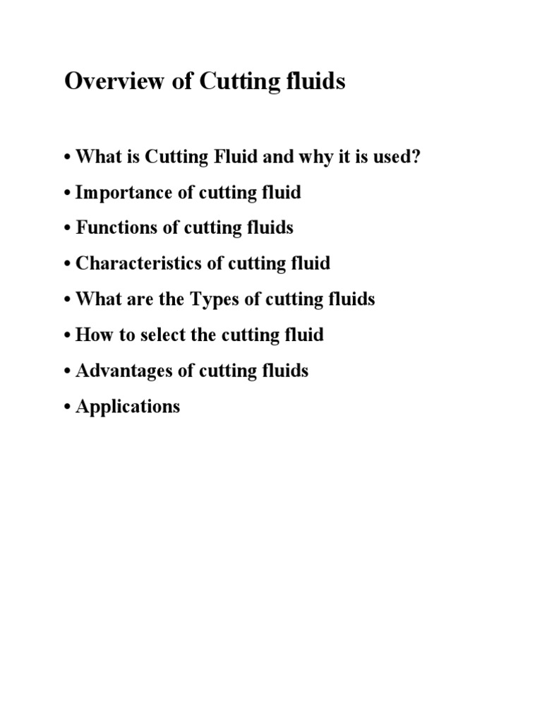 Overview of Cutting Fluids PDF