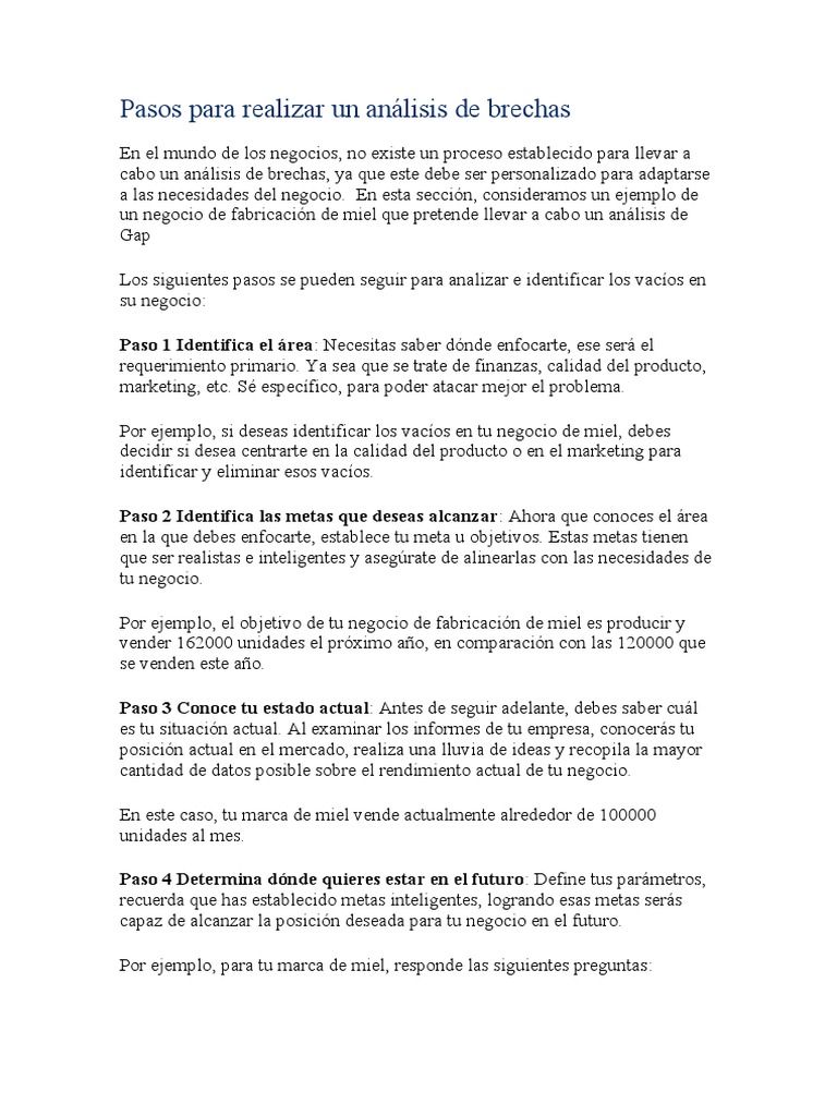 Pasos para Realizar Un Análisis de Brechas | PDF | Marketing | Business