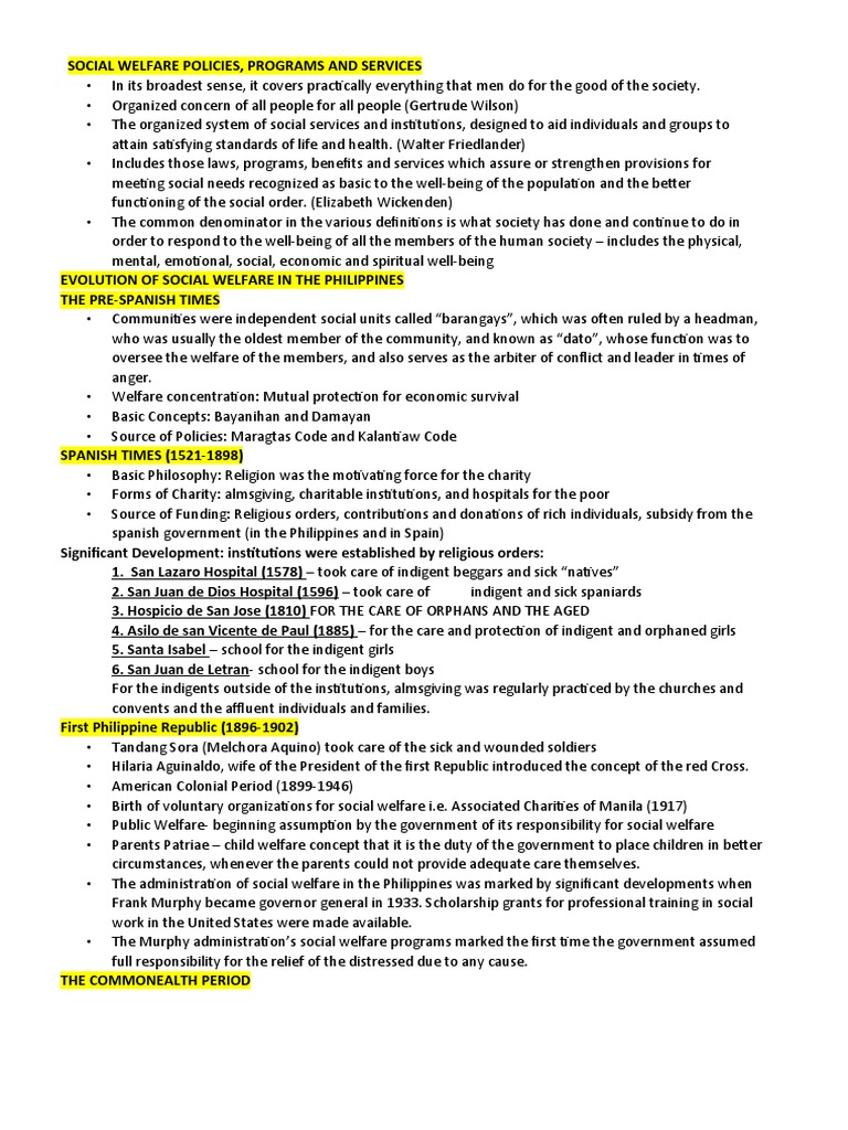 Social Welfare Policy Examples