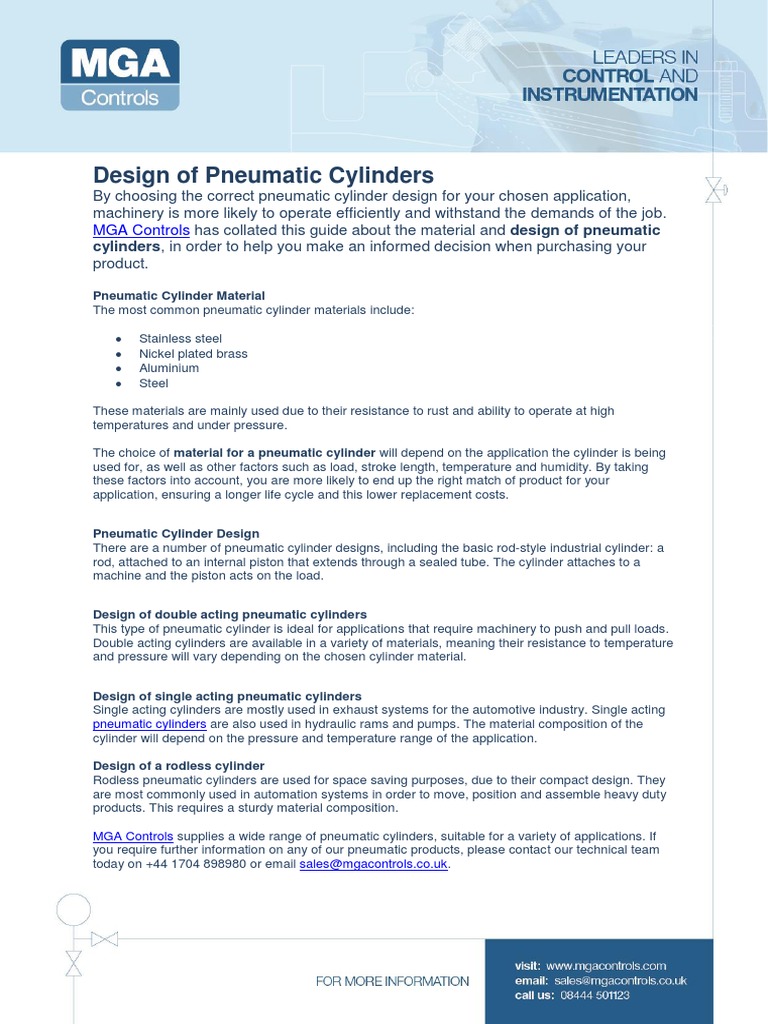 Pneumatic Cylinder Design Guide | PDF