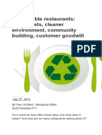 Sustainable Restaurants: Lower Costs, Cleaner Environment, Community Building, Customer Goodwill